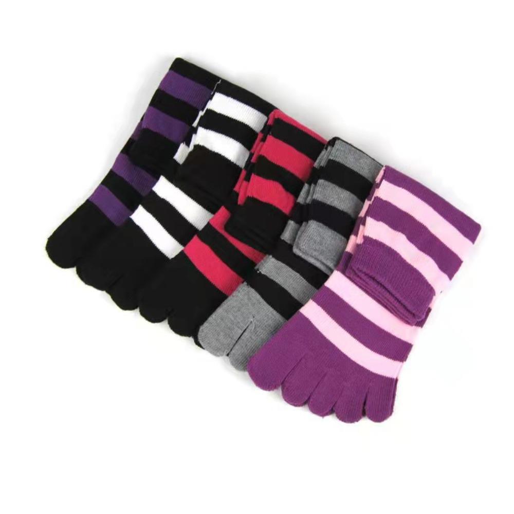 Cozy Colorful Hosiery Girls Floor Slippers Female Toe Separated Full Toe Socks Cotton Sock Stripe