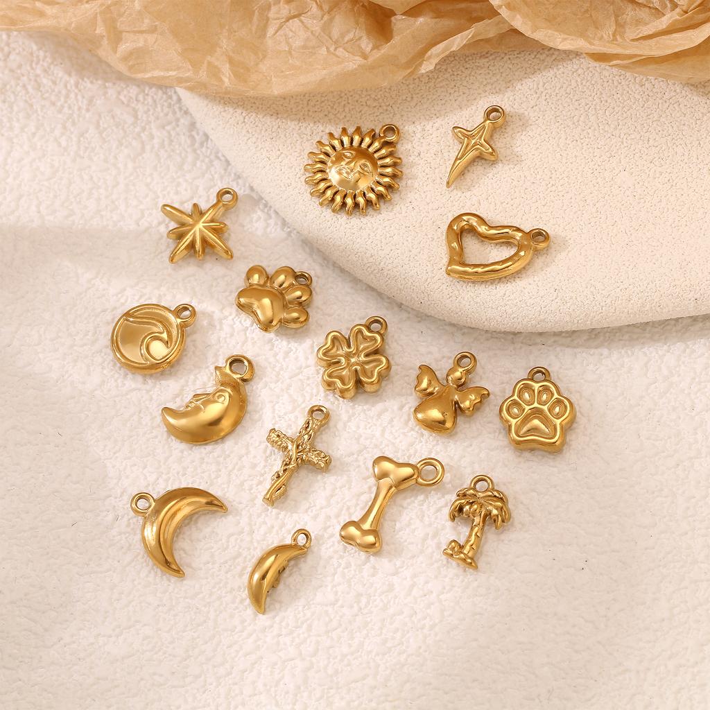 3Pcs Pet Dog Claw/Compass North Star/Sea Wave/Cat's Paw Charms Stainless Small Pendants for Necklace Bracelet DIY Jewelry Making