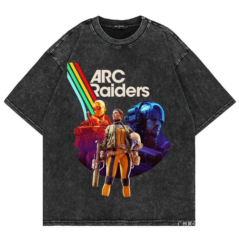 Винтажная стираная хлопковая футболка ARC Raiders для мужчин/женщин