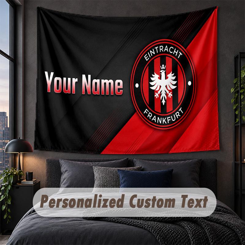 Custom Name Text Tapestry,Eintracht Frankfurt Decorative Wall Hanging, Background Tapestry For Home Bedroom