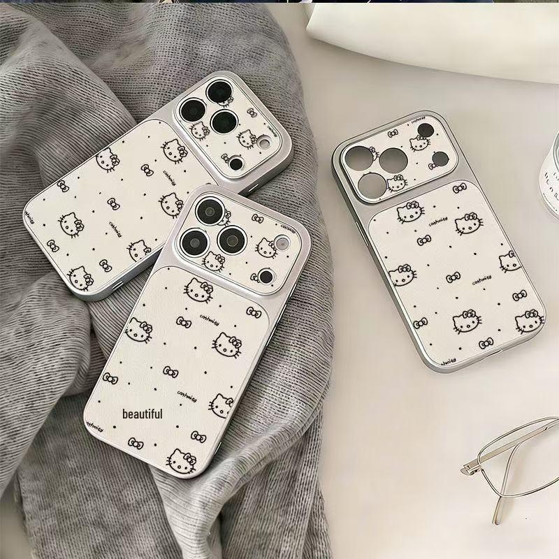 Очаровательный чехол KT Cat с полным покрытием Corning для Apple 17, 16 Pro, 15 Pro Max, 14, 13 - Мультяшный чехол для телефона