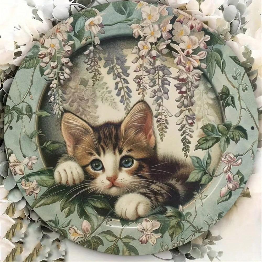 Винтажная металлическая табличка с кошкой для улицы и дома, декор для любителей кошек, Хэллоуина, домашнего интерьера, настенный декор