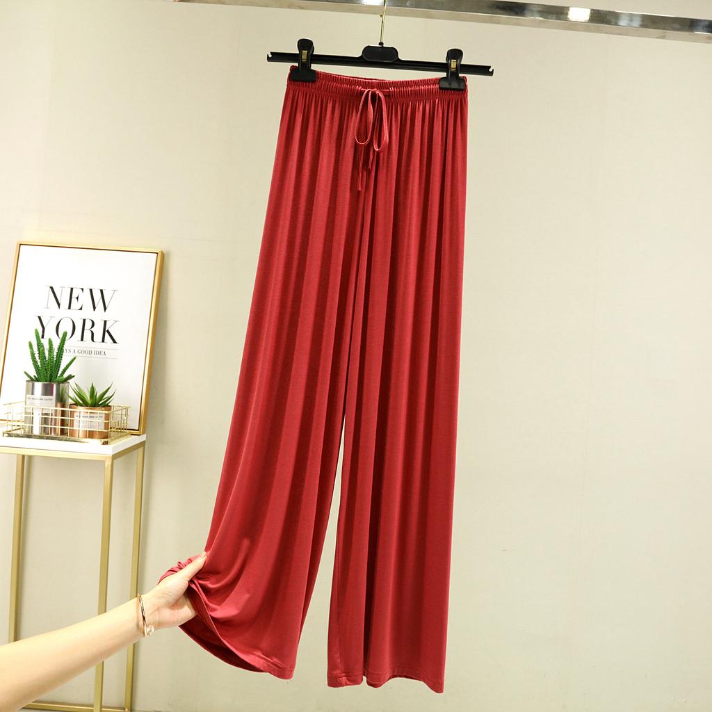 Однотонные брюки с высокой талией, весна-лето-осень, прямые, со шнуровкой, тонкие, для отдыха, с эластичной талией, свободные, повседневные, свободные брюки, повседневные, для занятий йогой и дома