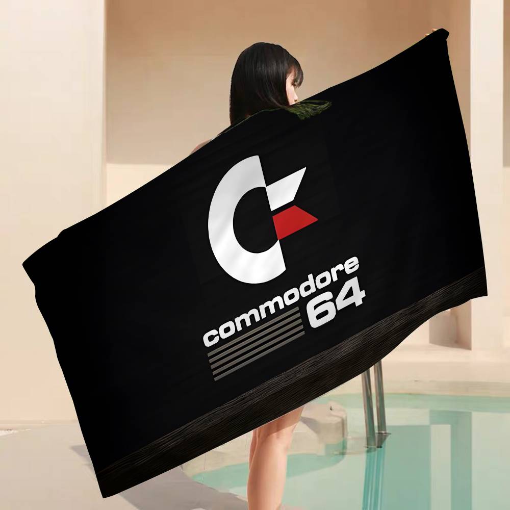 C-Commodore 64 Логотип Микрофибра Пляжное полотенце Впитывающее Быстросохнущее Мягкое Йога Плавание Курорт Альпинизм Полотенце