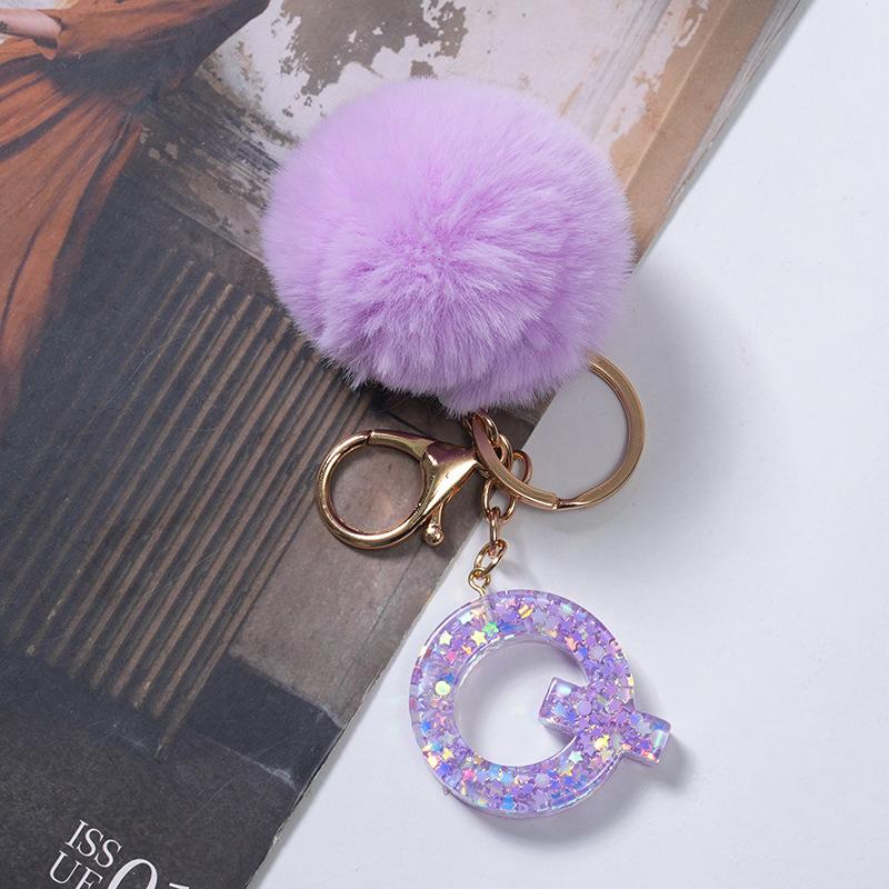 Милый фиолетовый шарик для волос 26 букв от A до Z брелок из смолы 26 инициалов кошелек подвеска брелок рюкзак подвески сумка Декор аксессуары