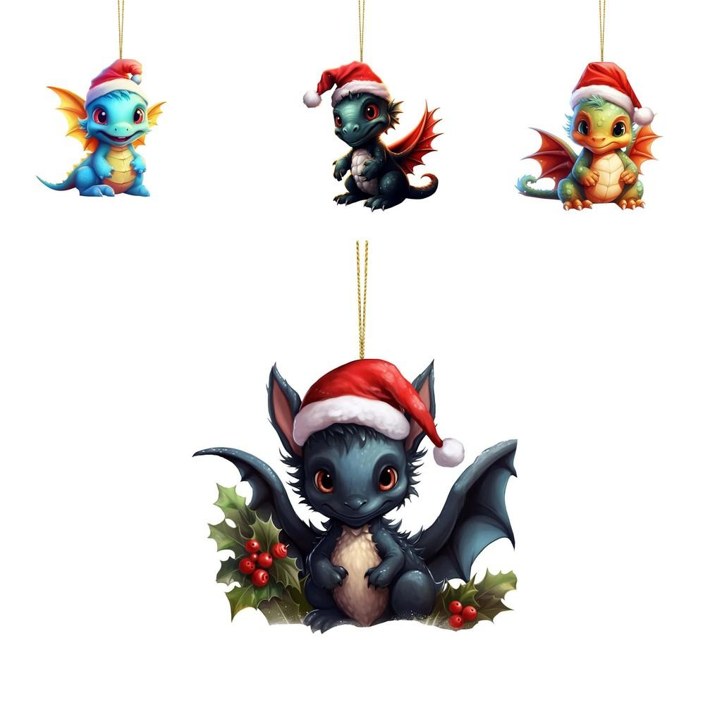 Playful Dragon Acrylic Christmas Hanging Decoration For Festive Car Interior Adornments