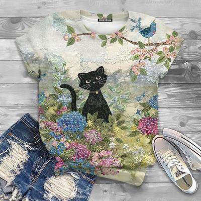 Женская футболка с принтом кота, женская футболка большого размера, летняя женская одежда, женская рубашка с коротким рукавом и принтом животных, Harajuku