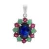Silver Pendant with Sapphire 4.575ct, Ruby, Emerald (2191087)