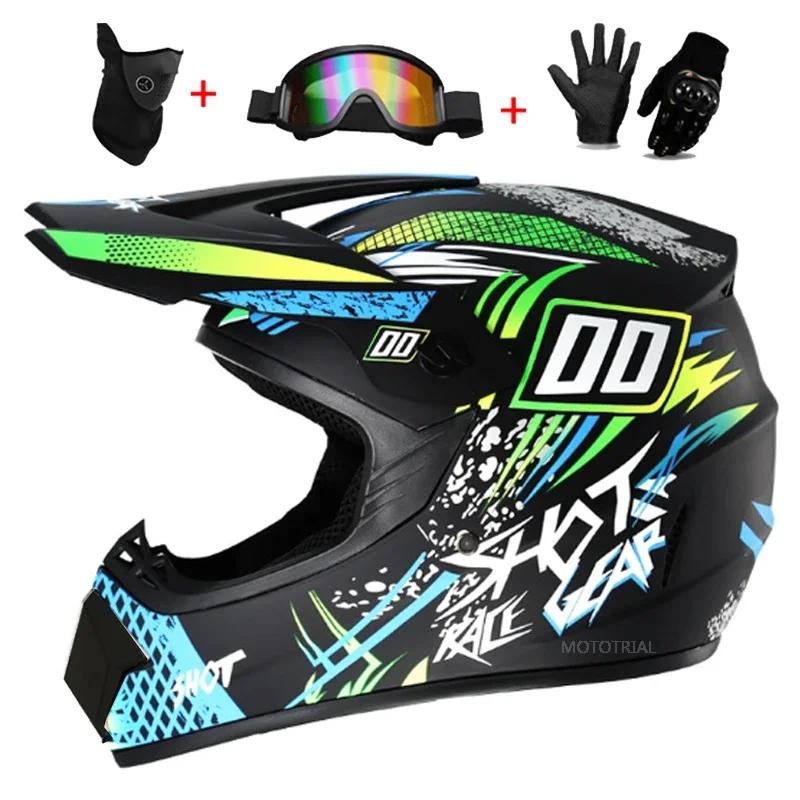 3 Gifts Full Face Motorcycle Helmet Off-road Motorbike Send Cross Capacete Motocross Casco Helmets Riding Motorcycle Helmet