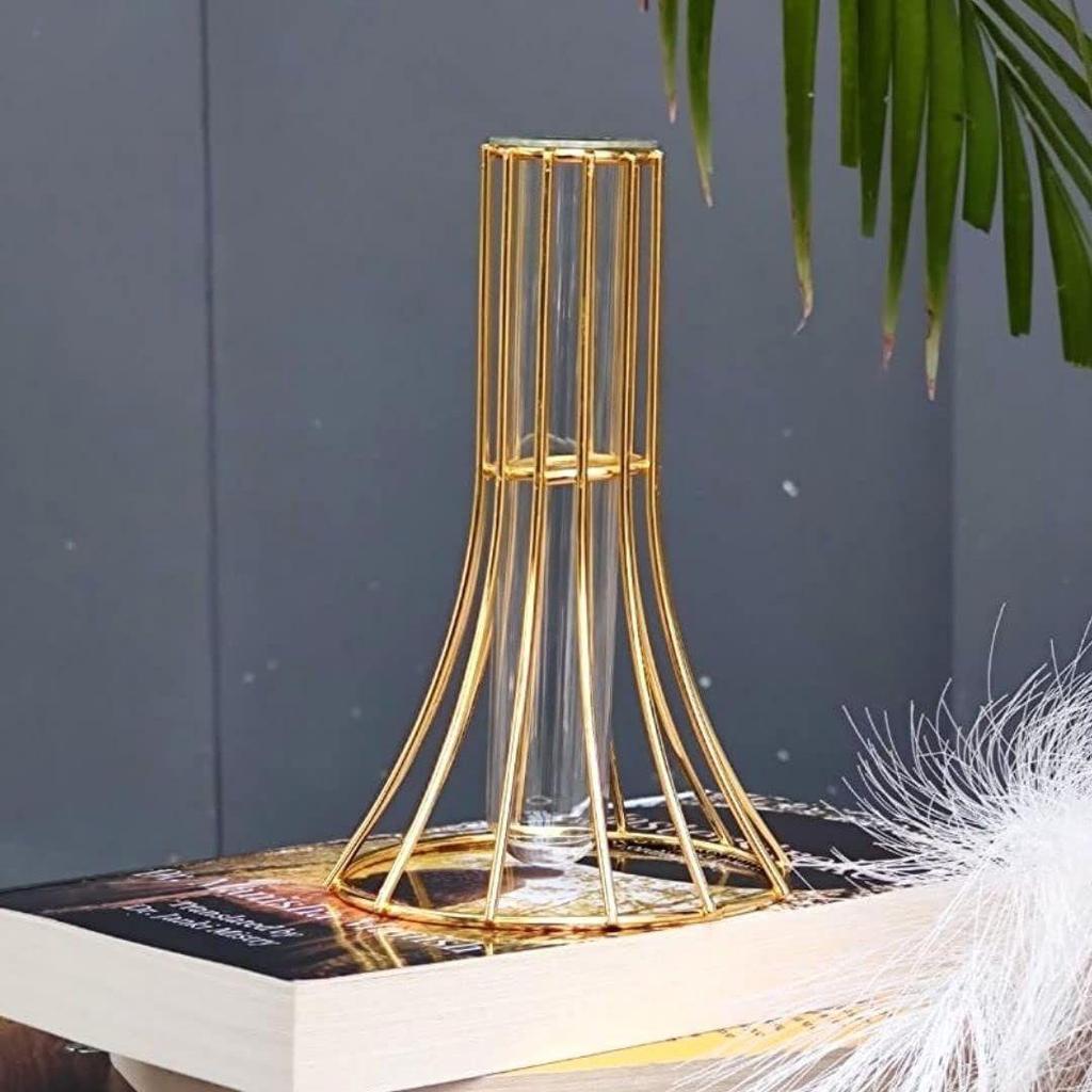 1 шт. Металлическая ваза для домашнего декора, гостиной, спальни, офиса, центральный элемент стола | Станция для размножения с металлическим каркасом, пробирками, стеклянными изделиями