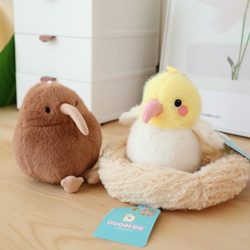 11cm Lovely Mini Bird Plush Toys Cute Simulated Kiwi Parrot Tit Bird Doll Cute Lifelike Bird Sparrow Bag Pendant Xmas Gifts Girl
