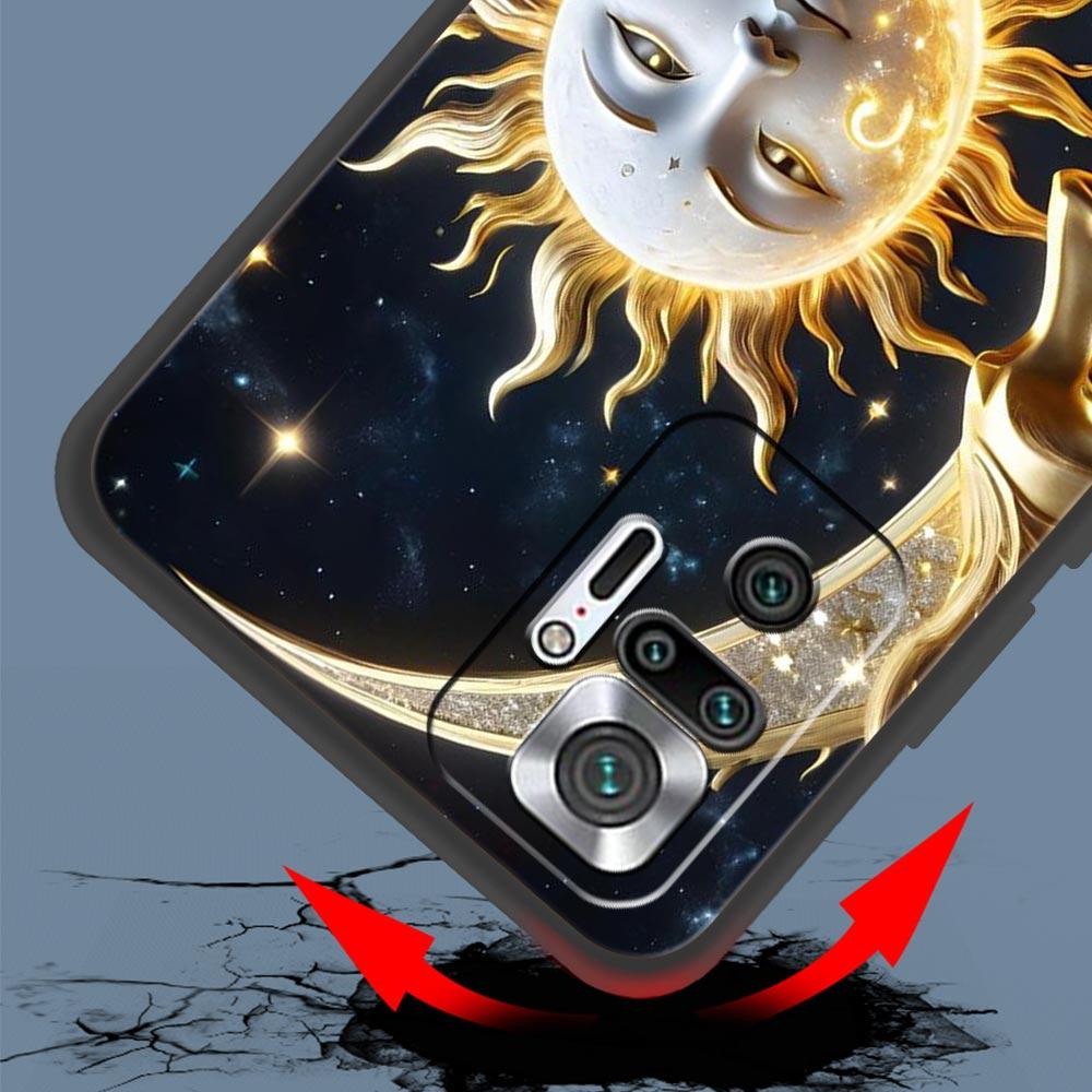 Чехол для телефона Луна Солнце для Xiaomi Redmi Note 14 13 5G 10 11 12 Pro Plus 4G 14C 13C 12C 10C Черный