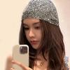 Korean Style Knitted Hat with Glittering Sequins Women Music Festival Skull Hat Bachelorette Party Hat Elegant Beanies