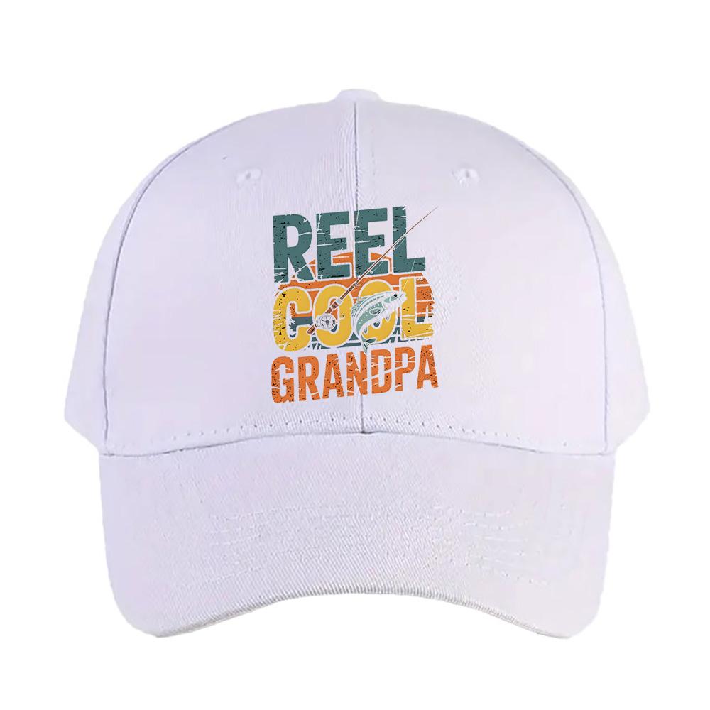 Vintage REEL COOL GRANDPA Fishing Woman Man Baseball Cap Adult Adjustable with Curved Brim Hiking Fishing Hat duckbill cap