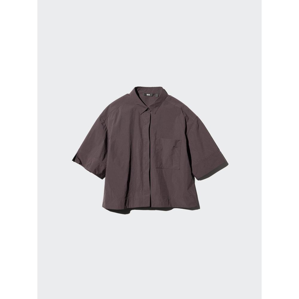 Uniqlo Японская нейлоновая коробчатая короткая рубашка с рукавом 5 минут