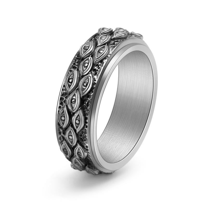 Titanium Steel Rotating Star Moon Sun Ring Men Punk Style Adjustable Size Ins Trendy Jewelry