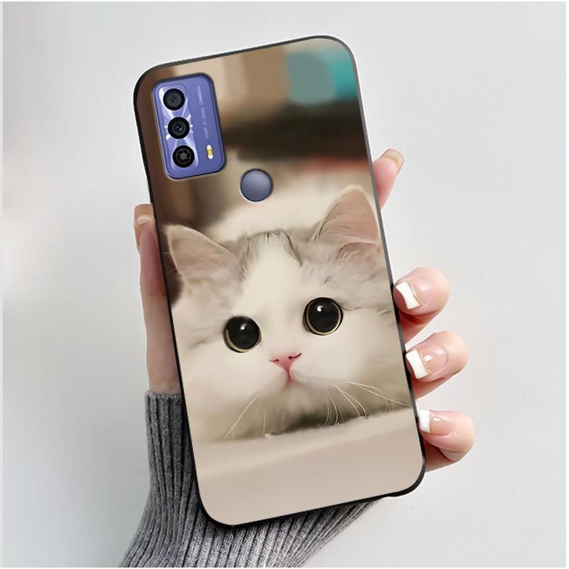 Phone Funda For TCL 20B 20Y 20E Case Aesthetic Cute Cat Astronaut Black Soft Silicone TPU Capa for TCL 20E 20Y 20B Back Cover
