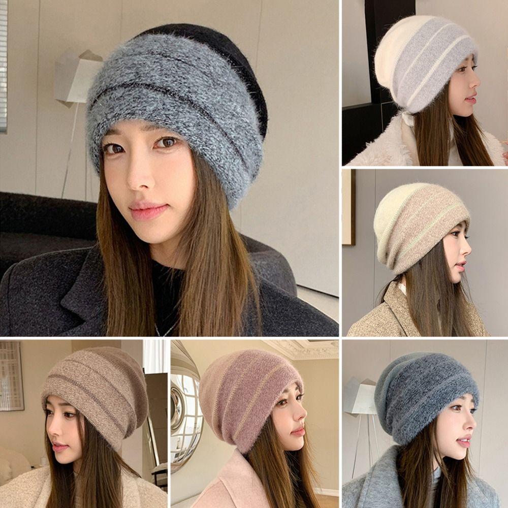 Утолщенная вязаная шапка, ветрозащитная шапка-пуловер, повседневные шапочки-боннет для женщин и девочек
