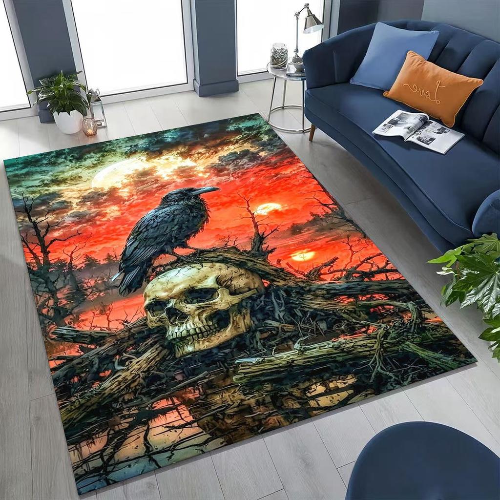 Viking Oding Raven Crow Huginn Muninn Norse Mythology Rug for Bedroom Living Room Sofa Home Doormat Decor,Kid Non-slip Floor Mat