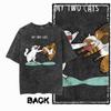 G Back Print Cool Vintage Cotton  Mens Cat Printed Graphic Tshirt  Acid Washed  Streetwear Big Size Oneck mens Tee Tshirt