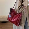 Red Patent Leather Large Capacity Tote Bag Classic Texture Shoulder Underarm Bag Lady Fall Winter New Fashion Commuter Pack