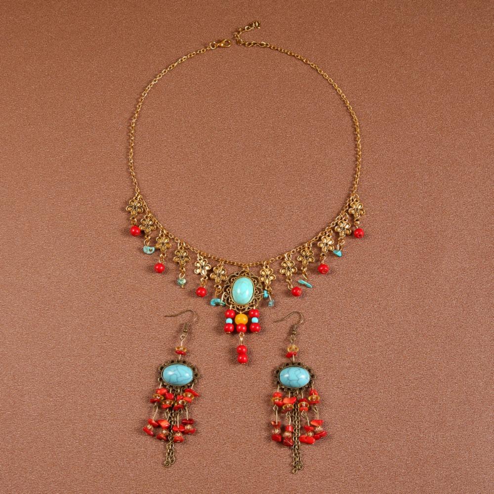 Этнический Стиль Этнический Стиль Цепочка на Лоб Серьга Бусины Кисточки Повязки на Голову Фестивальные Головные Украшения