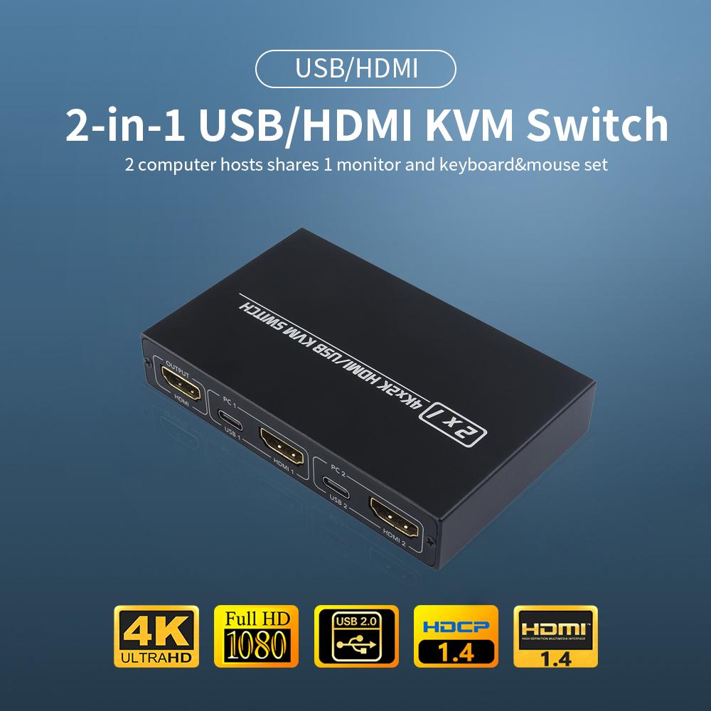 Переключатель KVM HDMI USB 2в1 AIMOS AMKVM 201CL Поддержка HD 2K * 4K 2 хоста