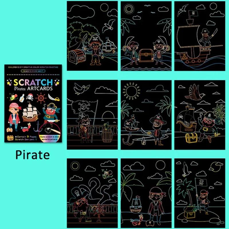 Радужная Царапка Бумага для Рисования Мультяшная Волшебная Доска для Рисования Образовательные Художественные Принадлежности Школьные Инструменты для Обучения Живописи TMZ