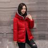 Женская зимняя модная теплая верхняя одежда с капюшоном и карманами, короткая стеганая куртка бордового цвета L