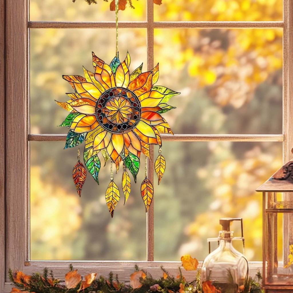 2D Flat Sunflower Acrylic Printing Window Decoration Garden Home Window Decoration Flat Pendant