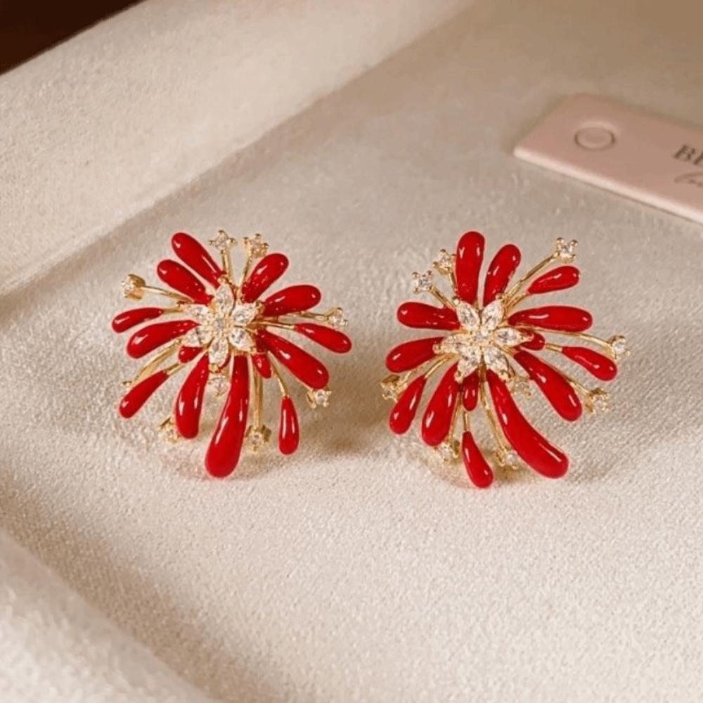 Rhinestone Chinese Style Earrings Fashion Jewelry Fireworks Drop Earrings Chinese Wedding Party