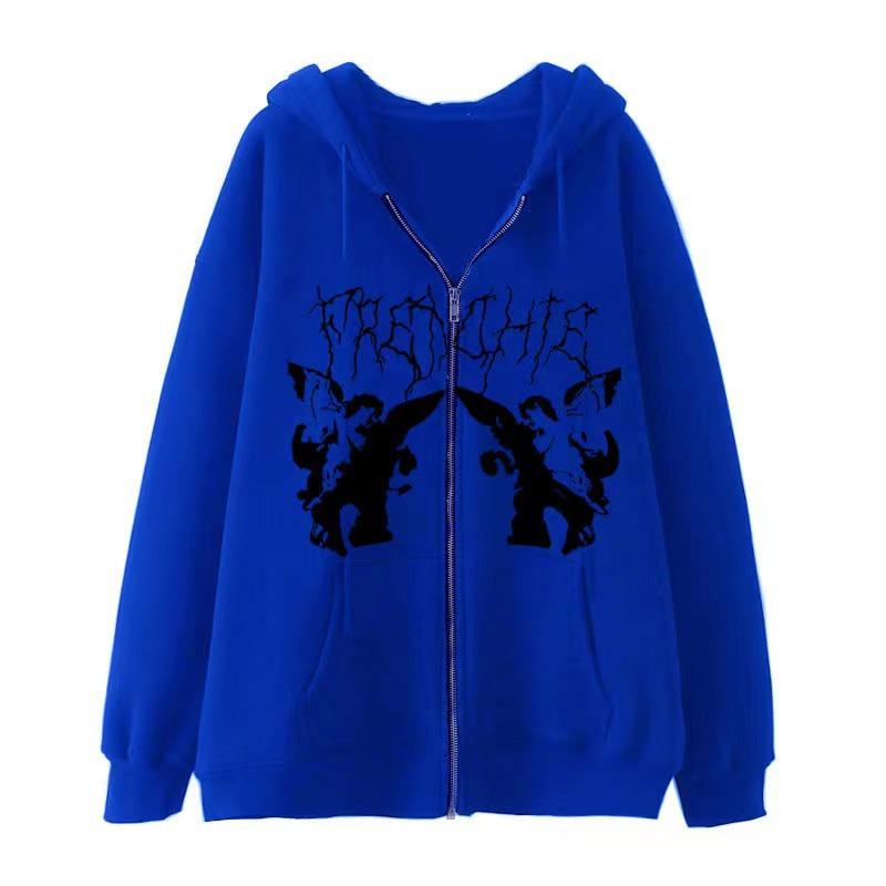 2023 Европейская и американская новая толстовка с капюшоном на молнии, кардиган, толстовка в стиле ретро, ​​мужская и женская уличная мода, пальто для пар большого размера