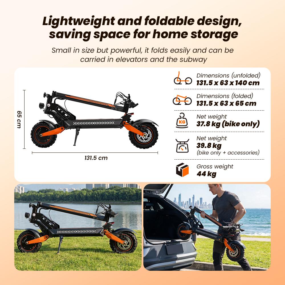 Электросамокат W12 1500 Вт*2 двойной мотор 25 Ач аккумулятор 11'' Внедорожные шины Двойной дисковый тормоз Двойная подвеска скорость 25 км/ч Электросамокаты