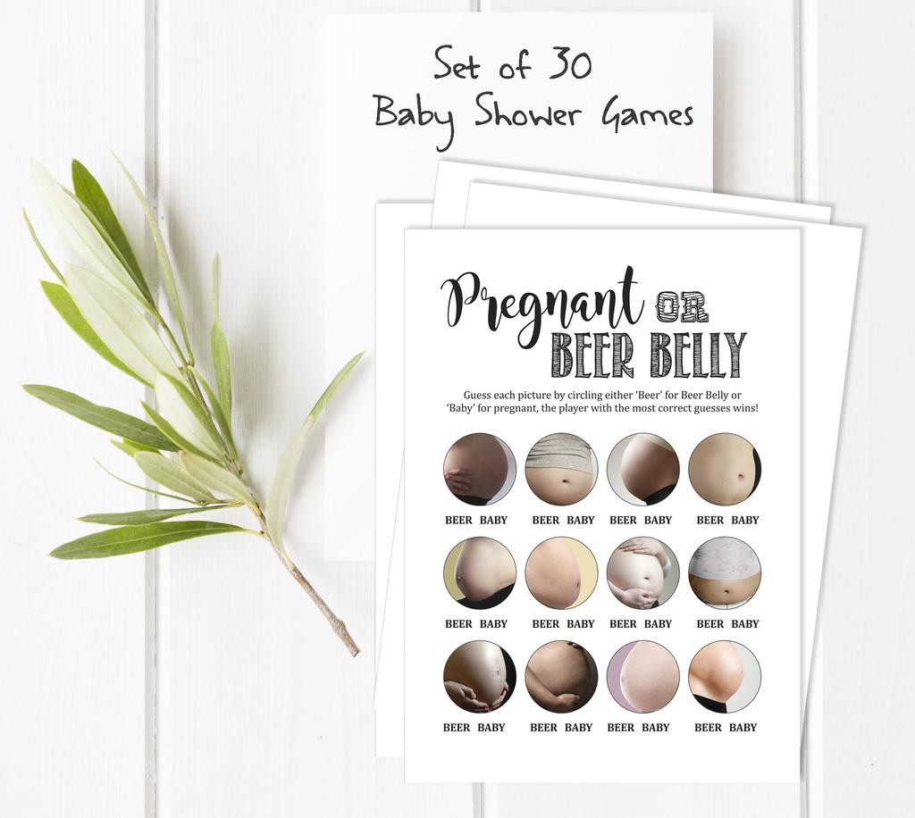 Inkdotpot Игра «Беременный или пивной живот» «Детский душ» Игровые карты Товары для вечеринок Карточки с заданиями «Детский душ» Гендерно-нейтральные игры «Это мальчик или»