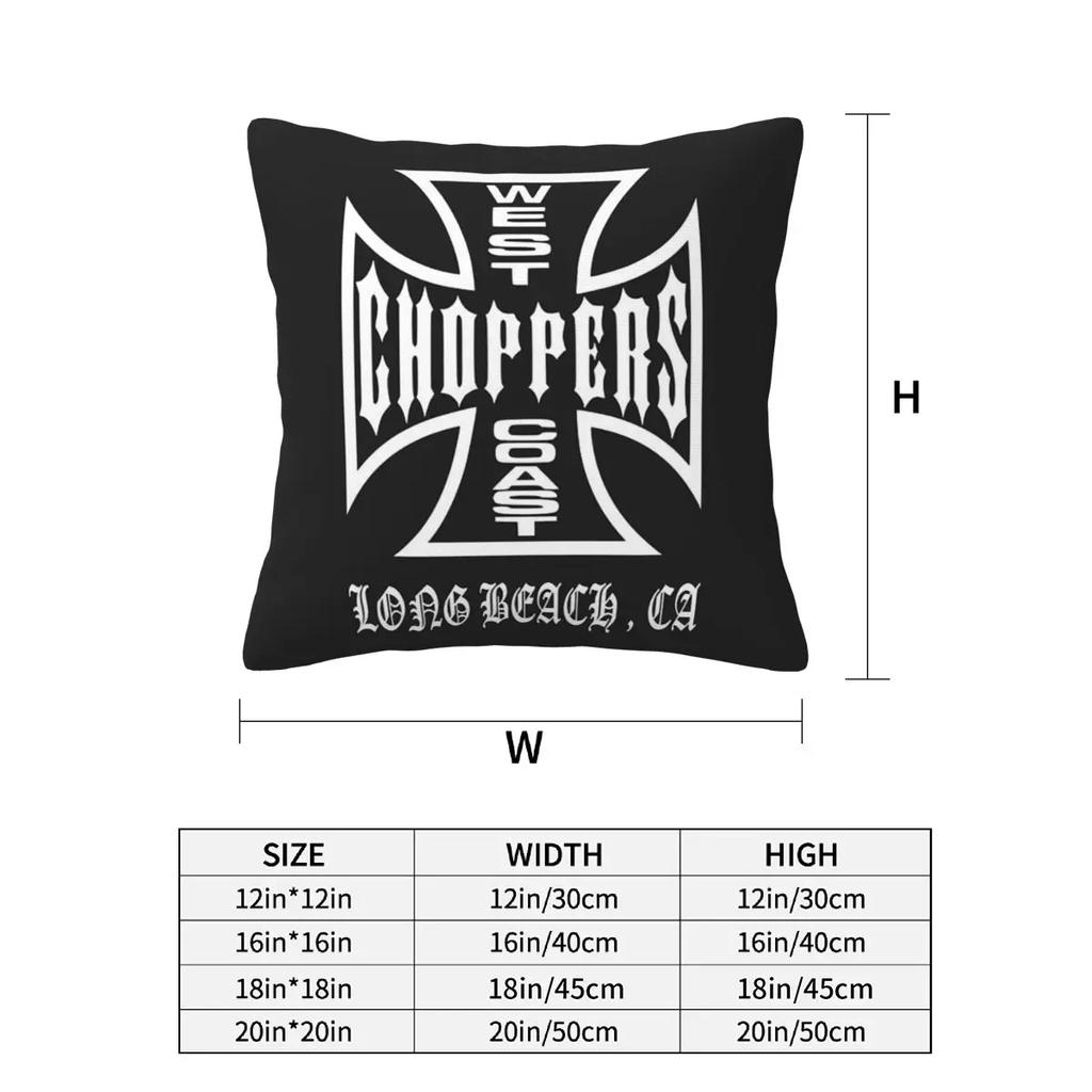 West Coast Iron Cross Choppers 2 Pcs Square Pillowcase Pillow Cover Cushion Decor Comfort Throw Pillow For Home Car