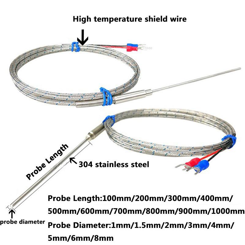 1100 degree K/PT100 Type Ungrounded 1mm-6mm/Threads Size M8*1.25/M10*1.25 Controller Sheathed Thermocouple Temperature Sensor