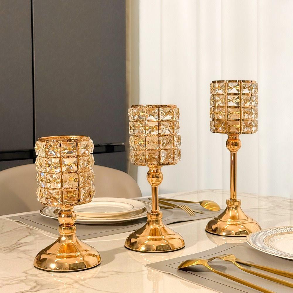 Luxury Crystal Candle Holder European Style Tea Light Holder Modern Gold Candelabra Home Decor