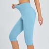 Women  Elastic High Waist 3/4 Pant Casual Active  Fit Wide Capris Leg Pants Trousers With Pockets