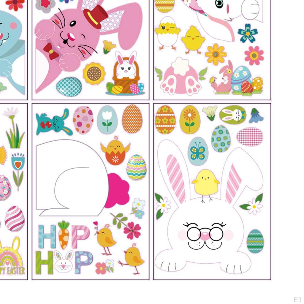 9 Sheets Easter Bunny Window Stickers Decals,Easter Eggs,Carrot Gifts Static Clings