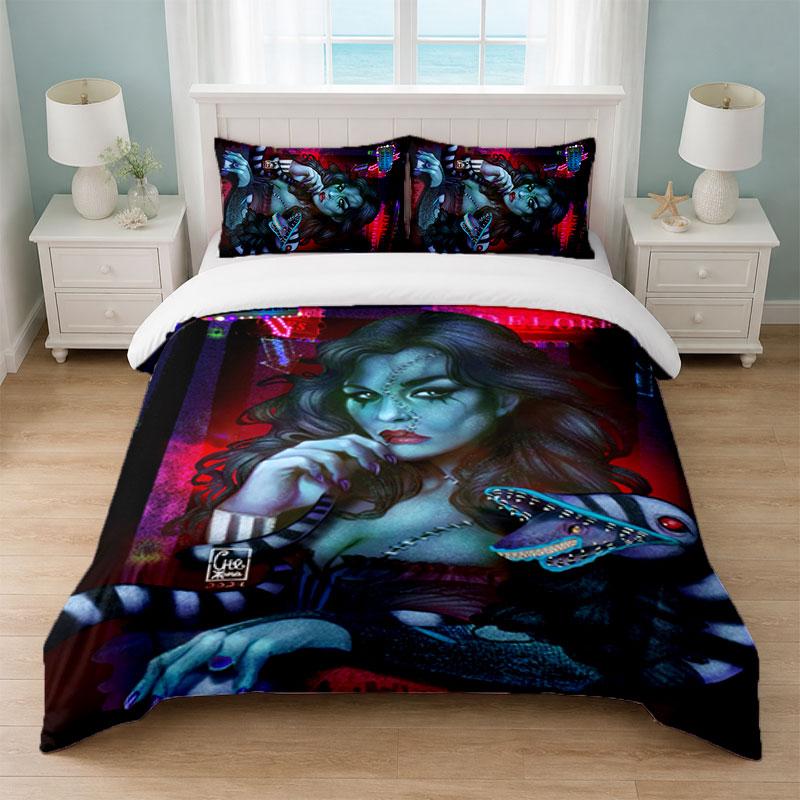 Beetlejuice Lydia Deetz Bedroom 3Pcs Bedding Set Soft Bed Sheet Pillowcases Home Bedding Decoration