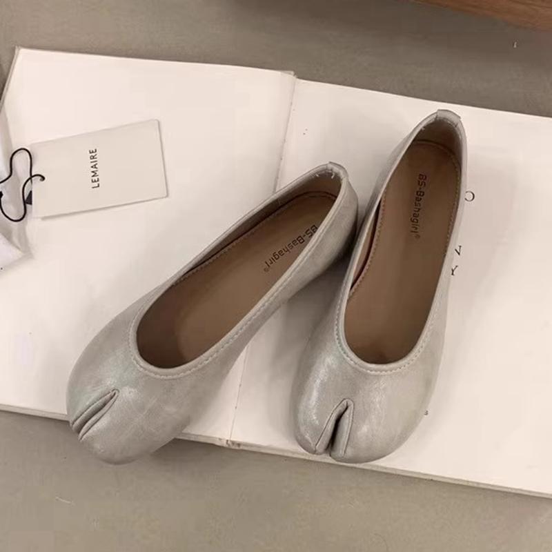 Модные SUOJIALUN 2025 Весна Новинка Бренд Женские Балетки Модные С Раздельным Носком Плоские Балетки Мелкие Слипоны Женские Повседневные Слипоны Лоферы