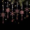 6 Pcs Acrylic Crystal Christmas Ornament Sparkling Clear Snowflake Hanging Ornaments with Drop Pendants for Xmas Tree Decoration