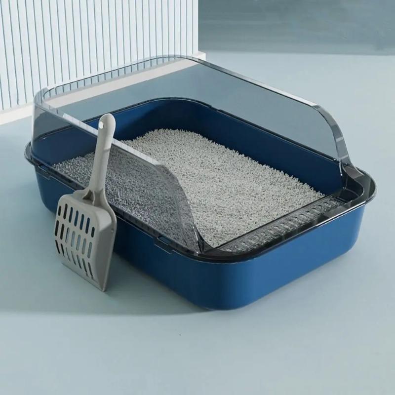 Semi-closed Cat Litter Box Pet Accessories Open Top Plastic Cat Sandbox Anti Splash Cat Toilet Kitten Litter Pan Home