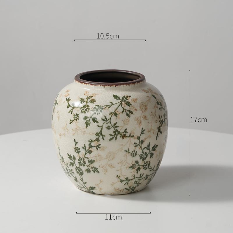 Американская Country Керамический Молочник-Ваза с Глазурью Кракелюр - Пасторальный Фэн-шуй Цветочная Композиция Ретро Декор