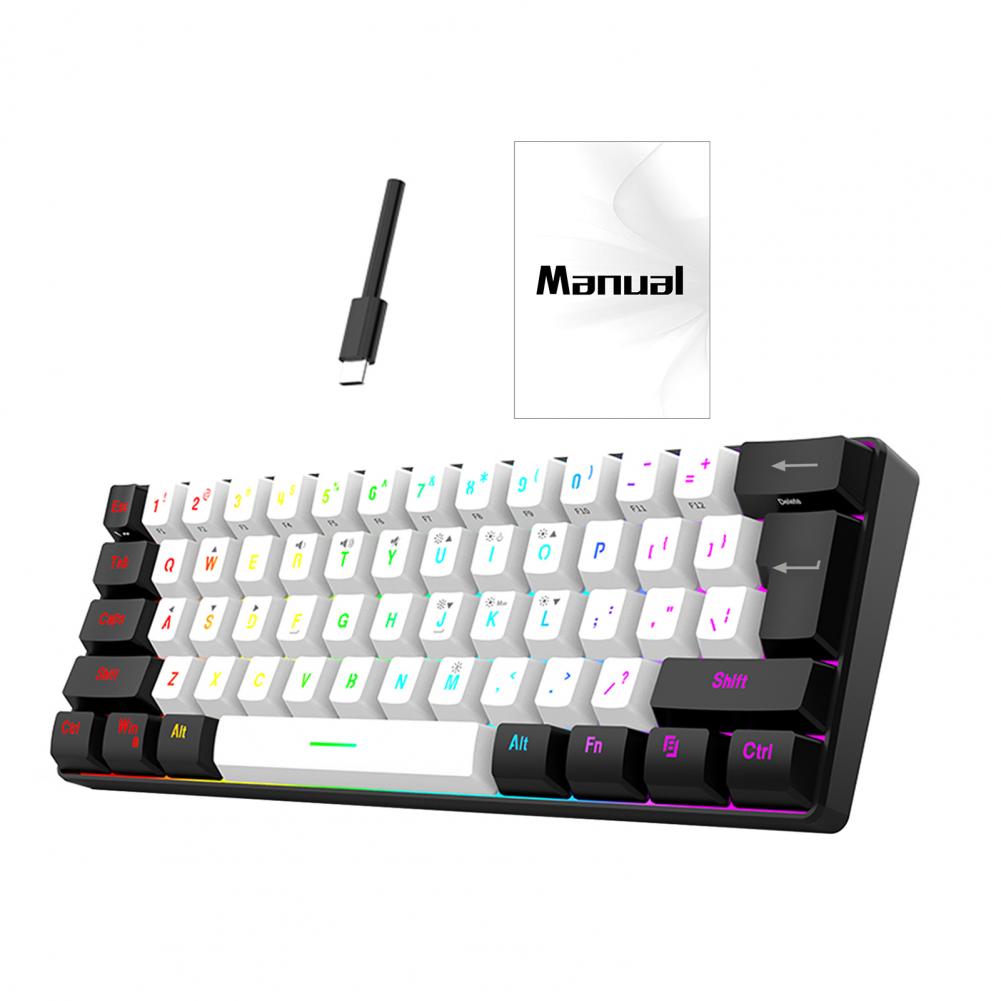 Rgb Keyboard Compact 61-key Wired Mechanical Gaming Keyboard with Rgb Light Design for Lightweight Computer Use