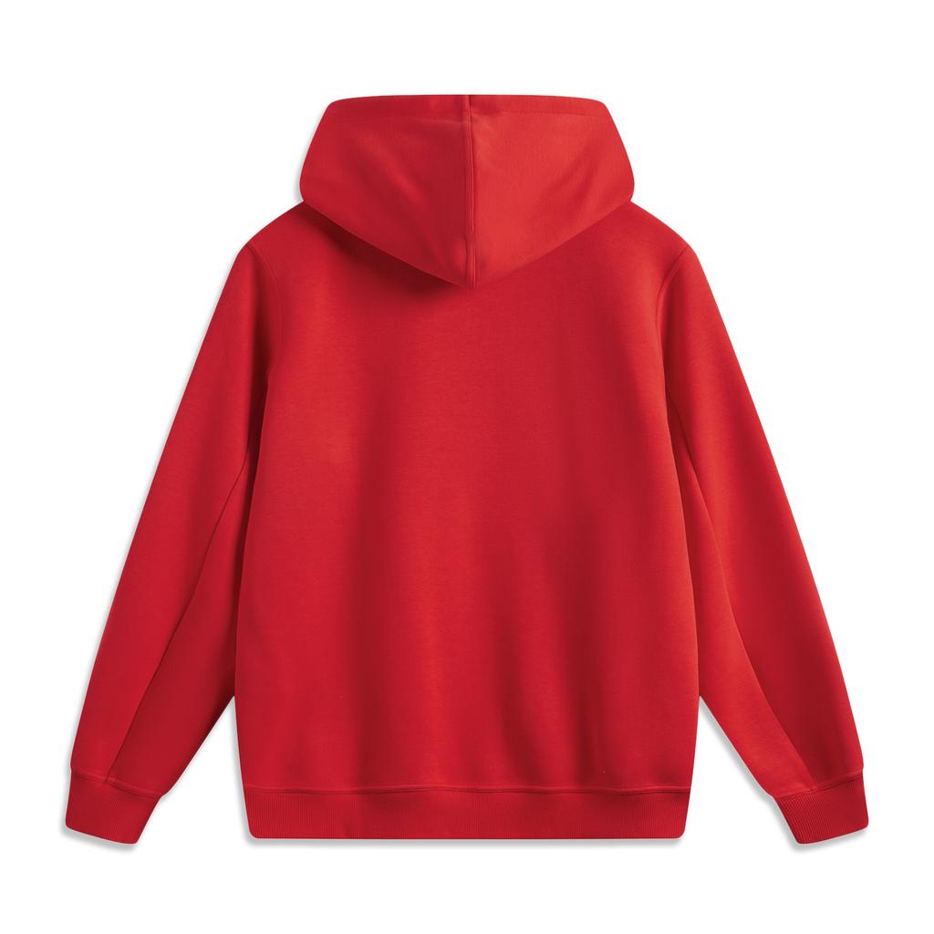 Li Ning Daily Prosperity Series Cny Zodiac Простые удобные универсальные повседневные пуловеры с капюшоном Dopamine для мужчин с капюшоном Красные AWDV161-6