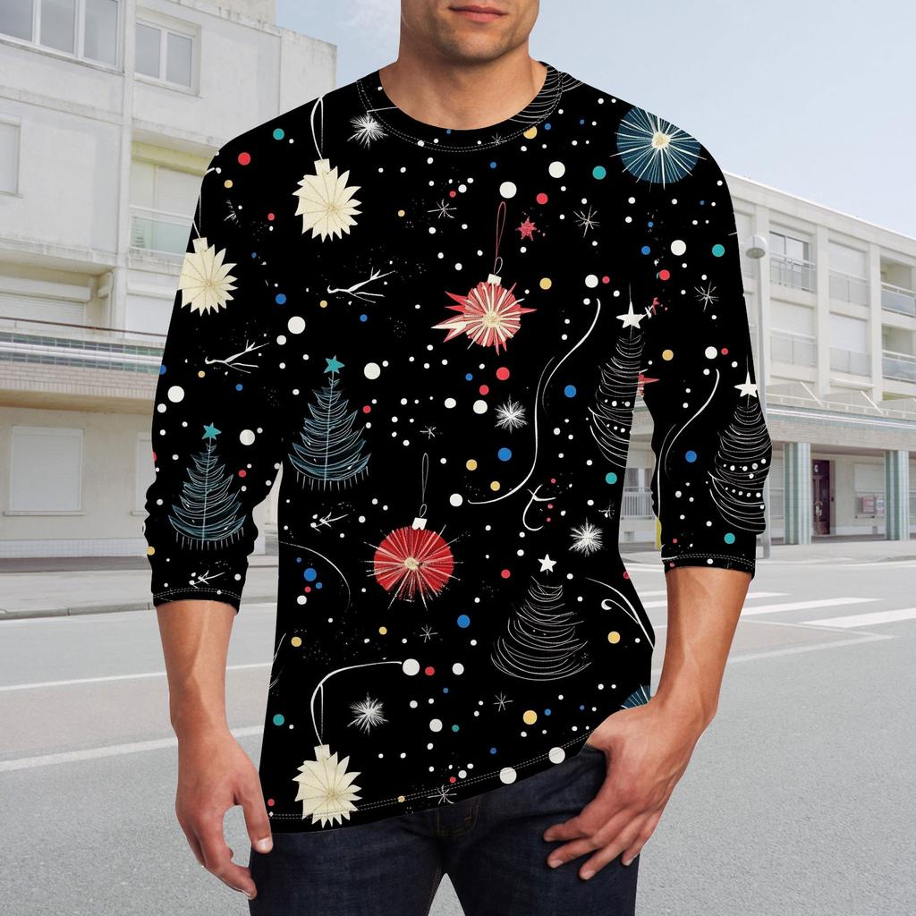 Men's T Shirt O-Neck Clothing Apparel Outdoor Long Sleeve Print Fashion Designer Vintage