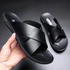 Slippers for Men Slippers Flat Leather Beach Shoes Man Ltalian Style Mens Slipper Quality Bathroom Men's Slide Sandals