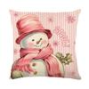 Pink Santa Pillow Cover Linen Printed Letter Sofa Cushion Cover Home Living Room Bedroom Pillow Cover