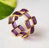 Natural Purple Amethyst Gemstone 925 Sterling Silver Eternity Ring 6.5 US, Gift